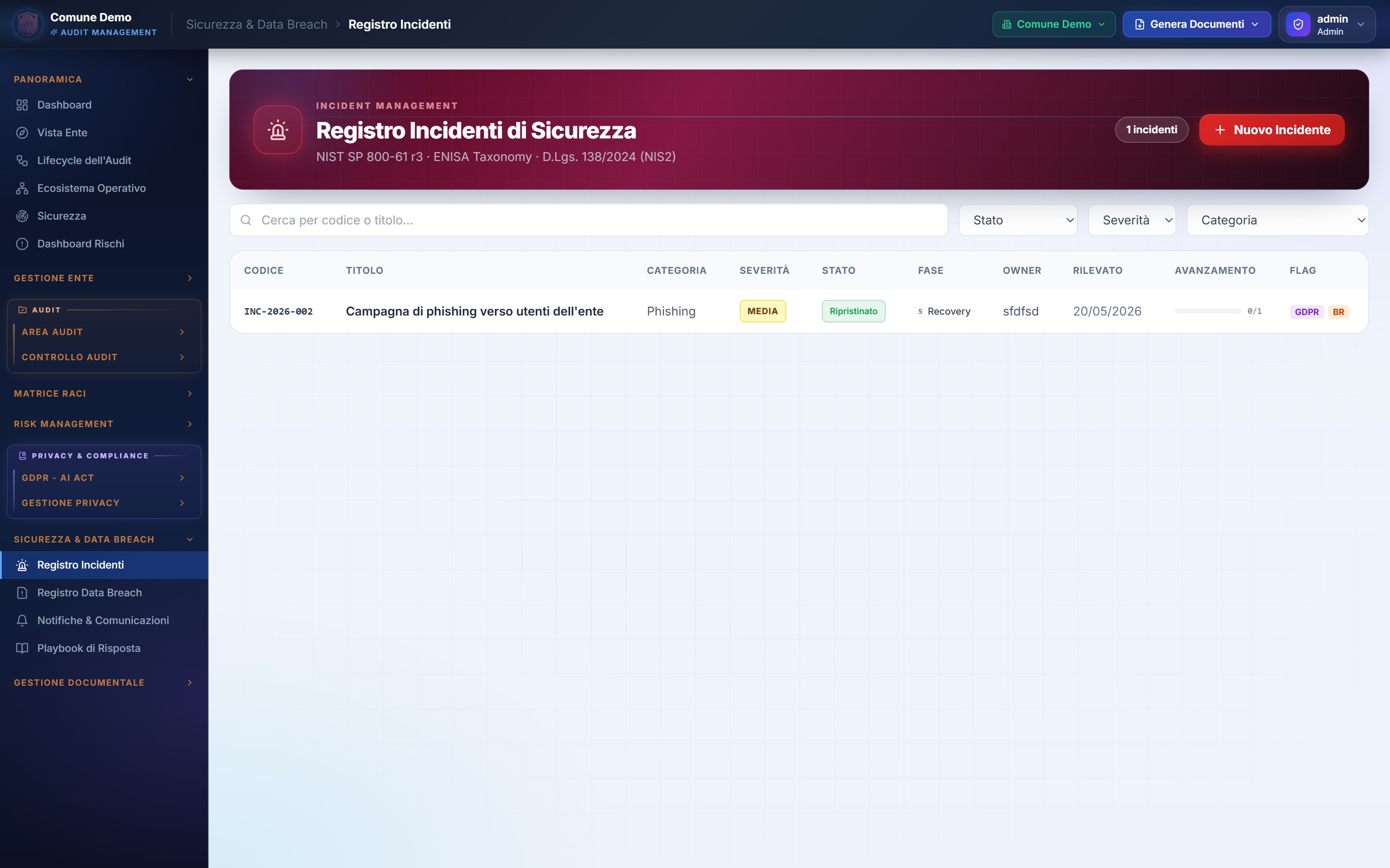 Registro Incidenti
