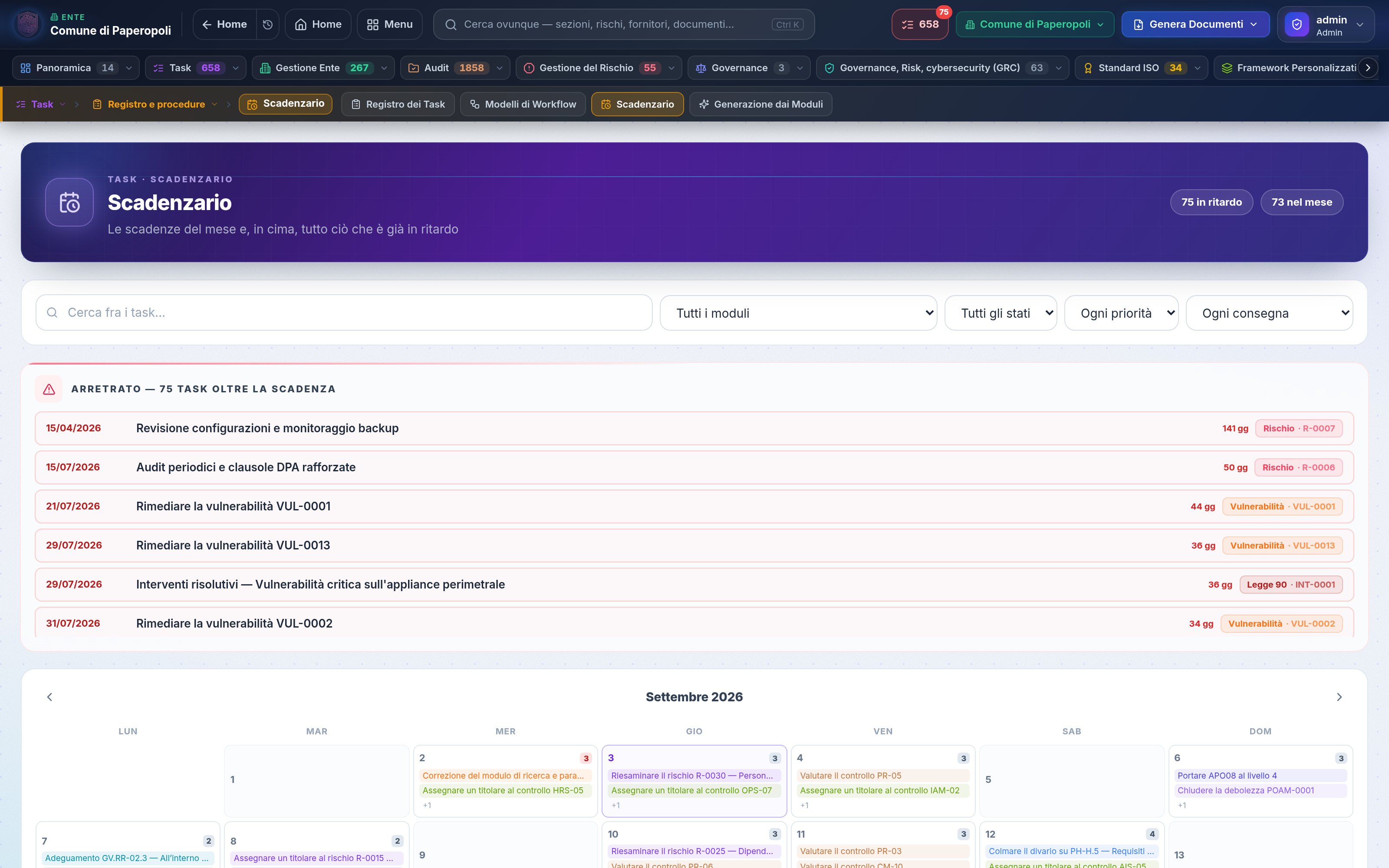 Scadenzario dei task